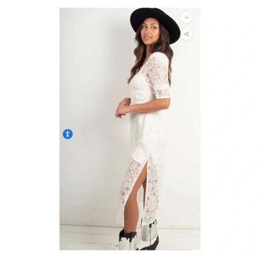 FOR LOVE & LEMONS-NWT- MARILYN MIDI DRESS- LACED IVORY Sz:XS Ret$288 *HOT ITEM*‎ - Picture 3 of 9
